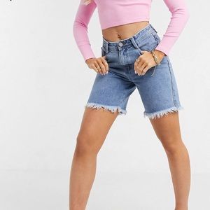 Misguided longline denim shorts
